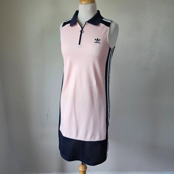 Adidas Trefoil Knit Dress "Icey Pink/Legend Ink" Colorblock Polo Tennis Golf S - Picture 2 of 7